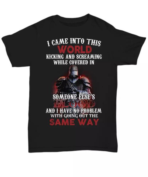 

knight templar t-shirt for men christian warrior of god tee gift came into world, White;black