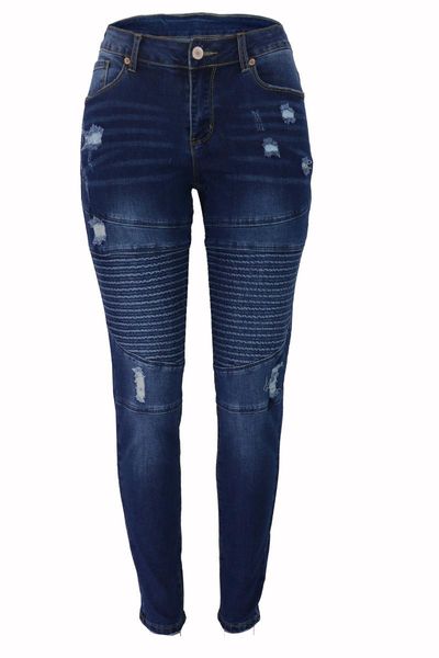 

women's jeans classic women tight hip lift dark blue wear