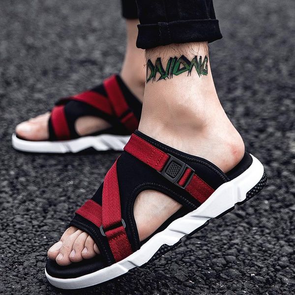 

slippers sandalias deportivas hombre sandale homme sandals-men ete summer sandals men outdoor sandalia masculina slide for 2021 sandalet, Black