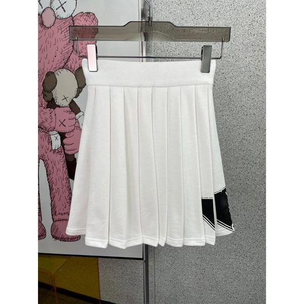 

3.31 high end women's print cotton waist pleated skirt skirts, Black