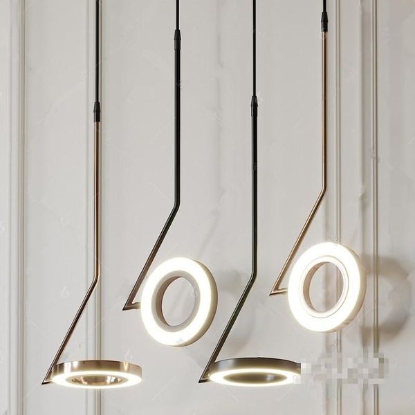 

pendant lamps nordic ring led chandelier novelty aluminum postmodern lamp luminaria modern bedroom brass creative swing arm