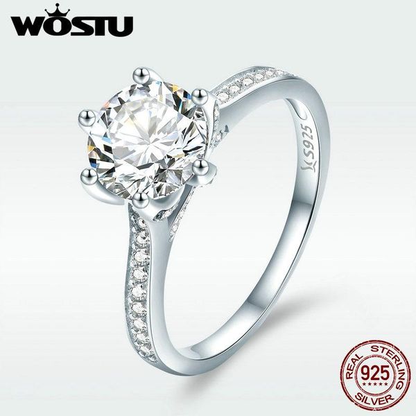 

cluster rings wostu 925 sterling silver 3 round cz finger ring for women luxury wedding anniversary engagement jewelry gift dxr342, Golden;silver