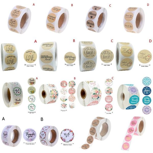 

gift wrap 500pcs round labels handmade kraft paper packaging sticker for candy dragee bag box packing wedding thanks stickers
