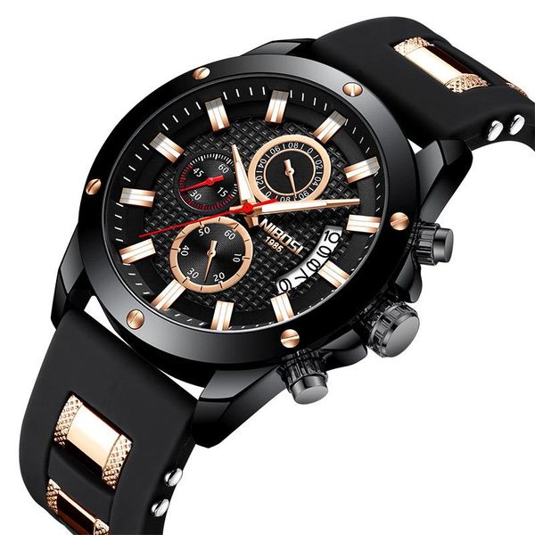 

wristwatches relogio nibosi 2021 men's quartz watch sports casual waterproof chronograph men, Slivery;brown