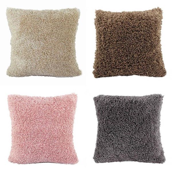 Fodera per cuscino per divano in puro colore 45x45cm Super Case Soft Plush Faux Fur Covers Cuscini Shell Cuscino di lusso / Decorativo