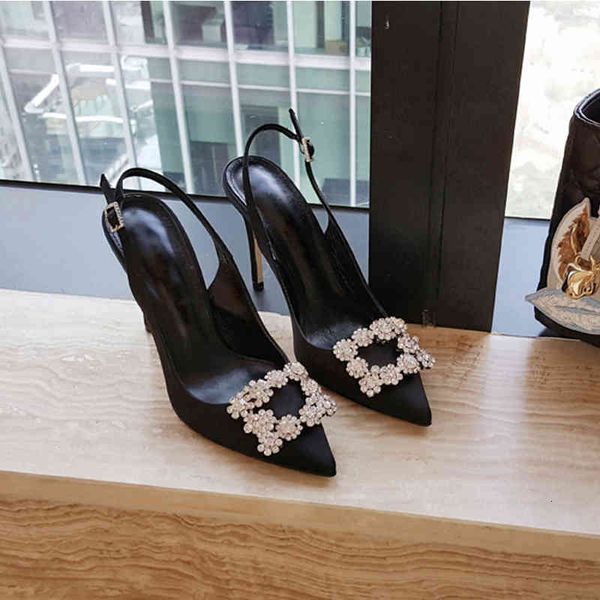 

sandals net red rhinestone black french shoes high heels of women thin with words after baoton women's sandals will see mgir