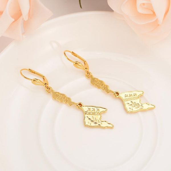 

hoop & huggie 2021 fashion gold color trinidad and tobago map jewelry for women classic vintage female gifts, Golden;silver