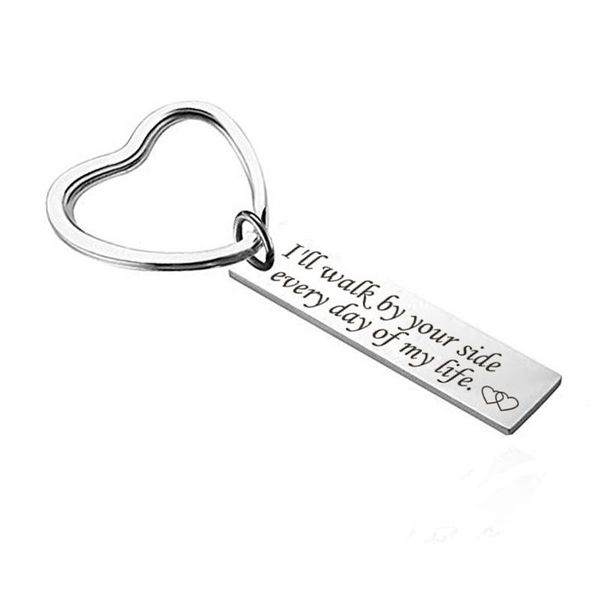

keychains i-remiel personality couple keychain "i''ll walk by your side every day of my life" key chain keys accesories, Silver