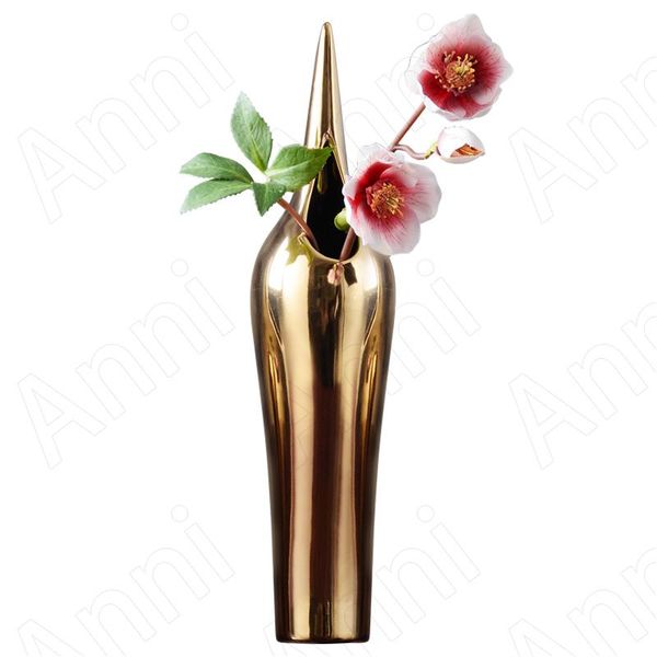 

vases creativity gilded ceramic vase nordic modern silver plating process flower pots decorative home tall floor for living room