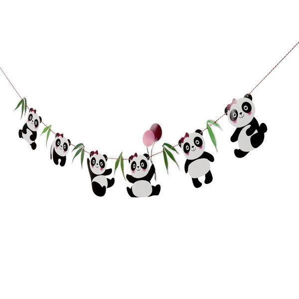 

wall stickers 1pc giant panda birthday party decorated banners flags (black white)