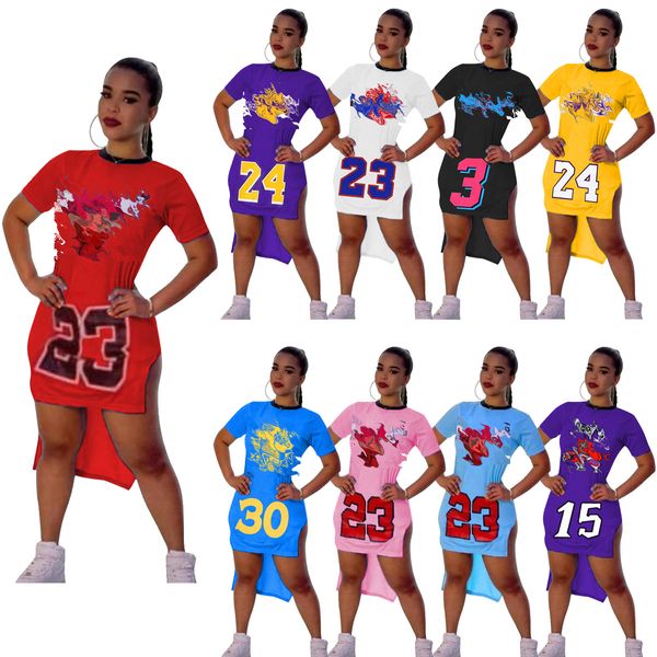 Abiti classici in jersey Maglia da basket da donna Stampa casual Ricamo Abito corto aderente