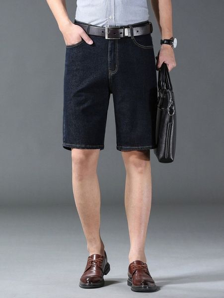 

men high waist denim shorts without belt e7lc#, Blue