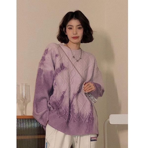 

women's vests 21fw / tie dyed sweater women wear the loose and lazy wind twist in autumn, fashion, Black;white