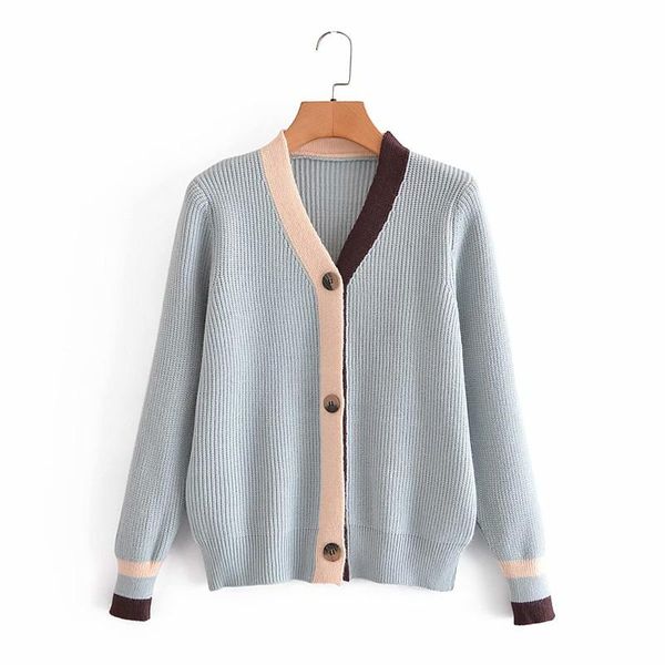 

women's knits & tees puwd oversize women v neck knitted cardigan 2021 spring-autumn fashion ladies england style sweet sweater female k, White