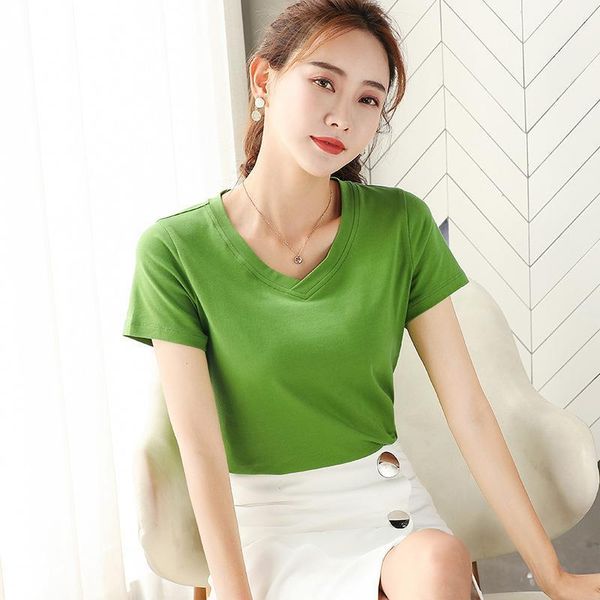 

casual v neck tee summer womens short sleeve clothing, White