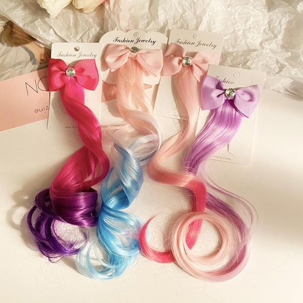 

kids bow crystal hairpins barrettes hair accessories children wig headband girls colorful twist braid rope clips headdress