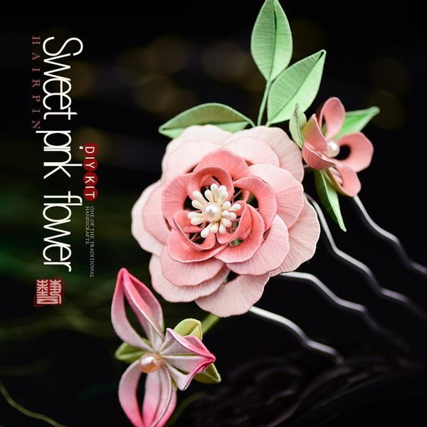 

other arts and crafts sweet pink wrapped flower hairpin diy kit hair accessories traditional handmade silk embroidery thread winding