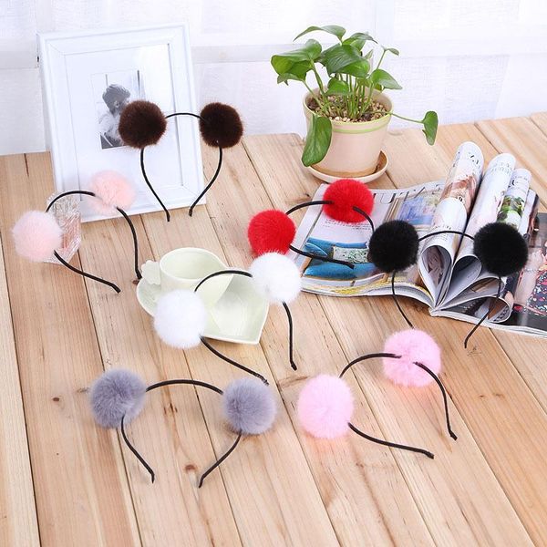 

fashion lovely furry ball baby girls kids toddler headband hairband hair hoop butt666 clips