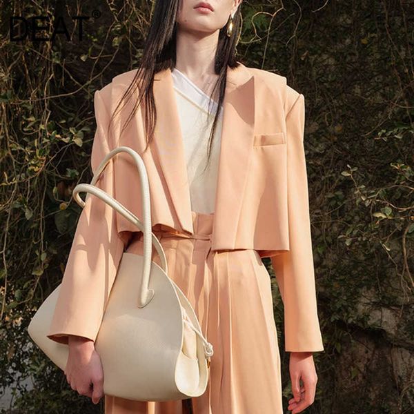 

[deat] spring summer coat fashion long sleeve solid color no deduction temperament women blazer 13q407 210527, White;black