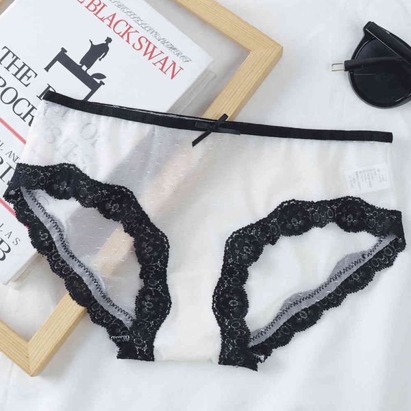 

underwear summer embroidered thin translucent cotton breathable speed hip briefs women, Black;pink