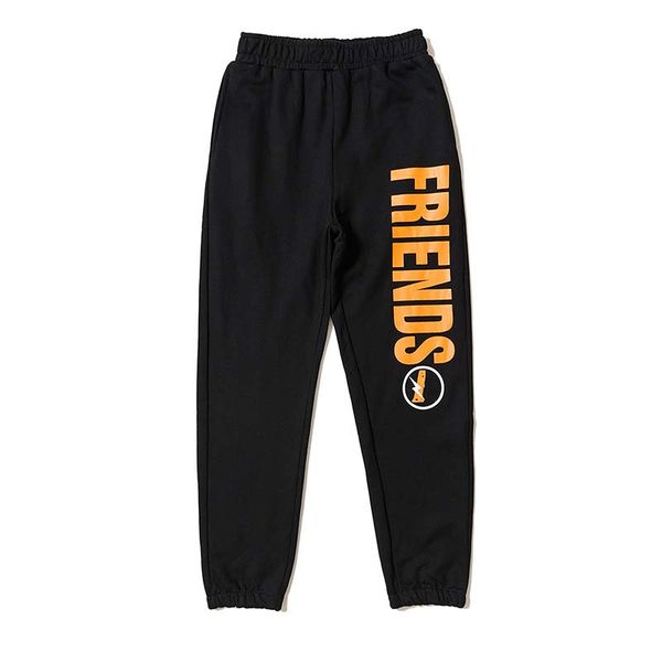 

vlones fujiwara hiroshi co-branded lightning sweatpants friends terry casual pants spring/summer elastic trousers for men and women, Black
