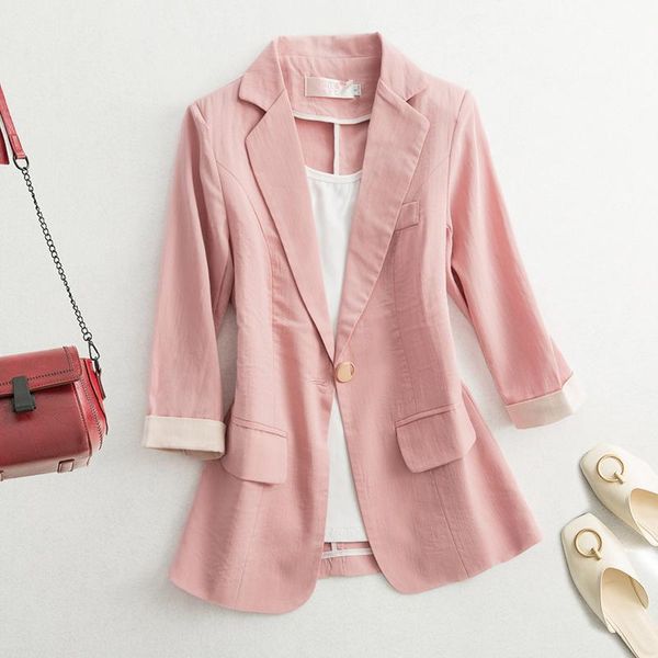 

women's suits & blazers suit jacket summer style vogue slim seven-point sleeve office ladies casual short paragraph cotton, White;black