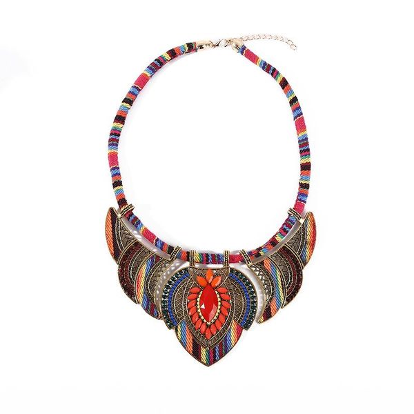 

chains european and american fashion national style necklace chain for women jewelry color rope inlaid diamond pendant goth, Silver