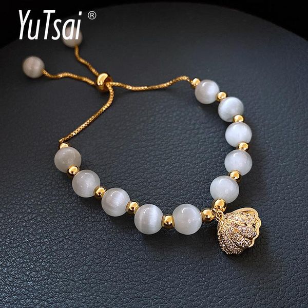 

charm bracelets yutsai 2021 korea selling fashion jewelry natural opal beads shell pearl for women gifts yt078, Golden;silver