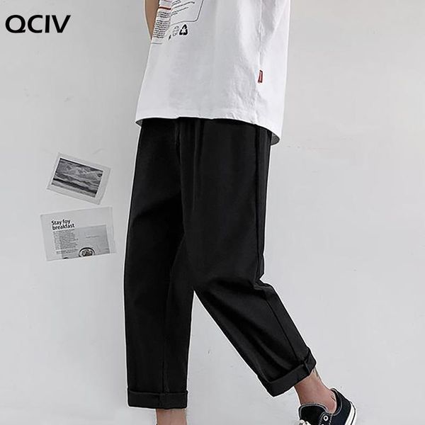 

men solid breathable quick dry pants summer casual straight style trousers cargo all-match men's, Black