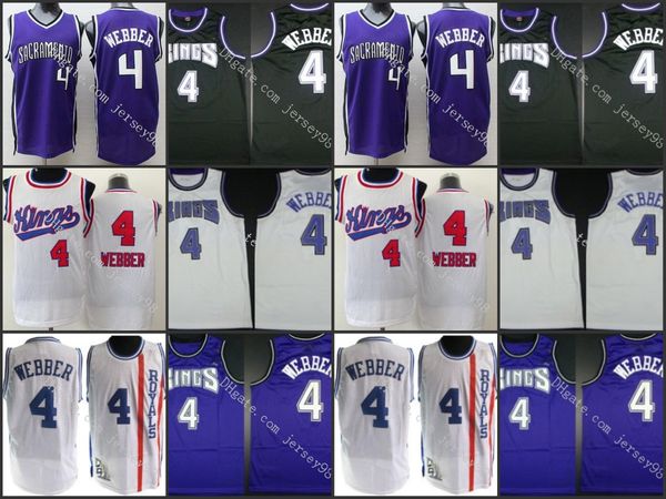 

sacramento kings black #4 chris webber retro basketball jersey