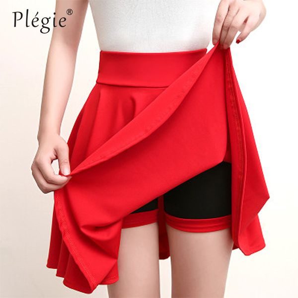 

plegie plus size 4xl shorts skirts womens 2021 autumn a line sun school high waist pleated skirt female korean elegant skirt, Black