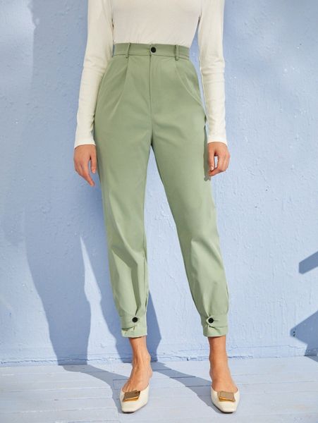 

high waist tapered pants 36ta#, Black;white