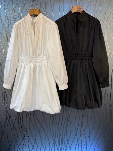

casual dresses 2021 early spring model simple long sleeve cotton midi dress 2 color white & black worldwide, Black;gray