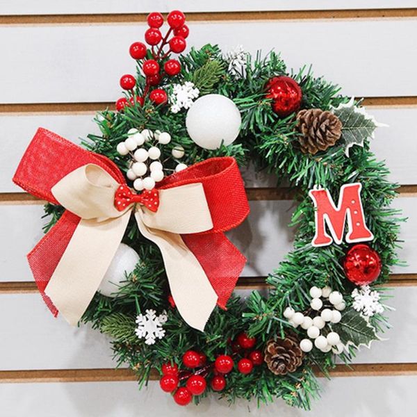 

decorative flowers & wreaths christmas 30cm wreath with artificial pine cones berries and bow tie holiday party front door hanging decoratio