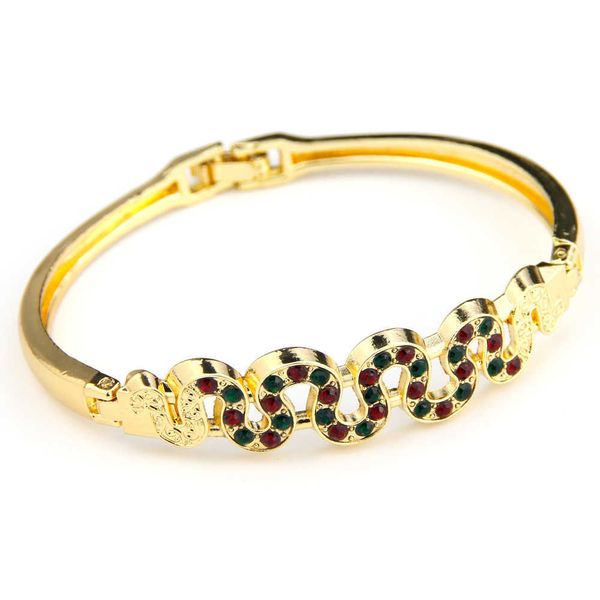 

sunspicems colorful morocco bangle gold plated thin cuff bracelet for women full rhinestone arab ethnic wedding jewelry gift q0719, Black