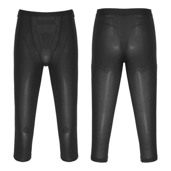 

men's sleepwear men solid color low waist stretchy shorts sport gym fitness workout exercise elastic waistband short leggings, Black;brown