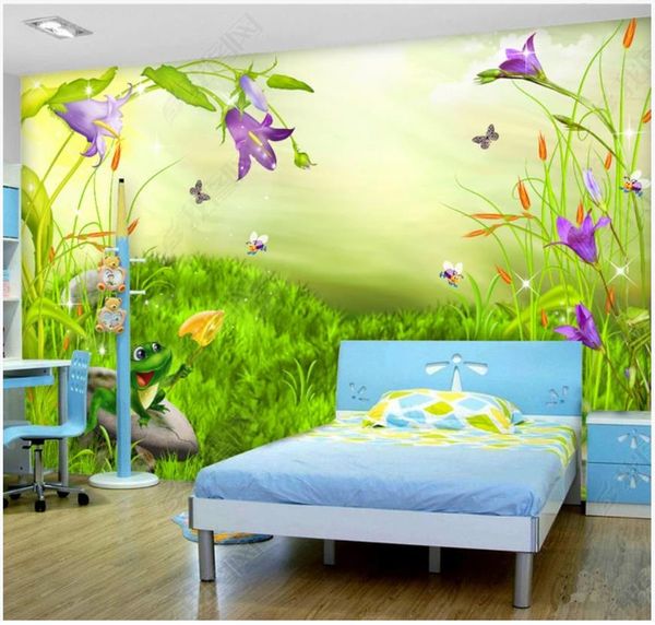 Papel de parede de fotos personalizadas para paredes 3d mural Papel de parede bonito linda lagoa de sonho flores e plantas sala de crianças decoração pintura de pintura papéis de parede