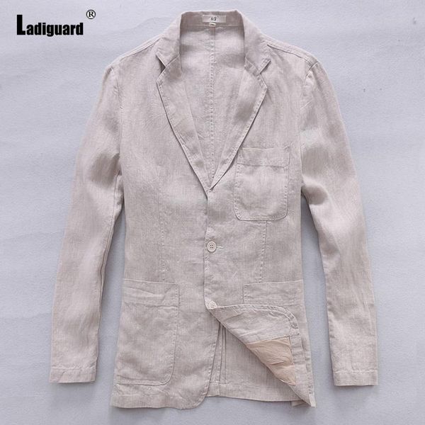 

men's suits & blazers ladiguard mens linen spring lapel collar retro jacket fashion outerwear autumn casual blazer men clothing 20, White;black