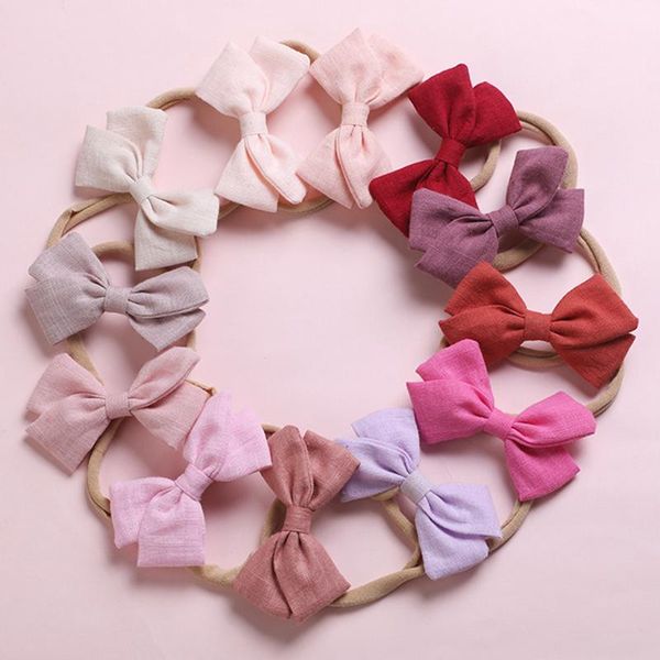 

hair accessories baby girls cotton linen headband toddler nylon hairband elastic head band soft infant princess born pography props, Slivery;white