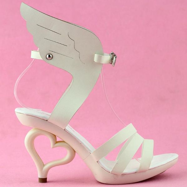 

dress shoes sm36822 angel dancing strappy heart bride wedding party sandals, Black