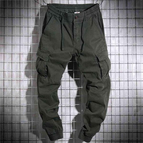 

tactical multi pocket women pants elastic waist military trousers male casual cargo for men clothing slim fit, Black