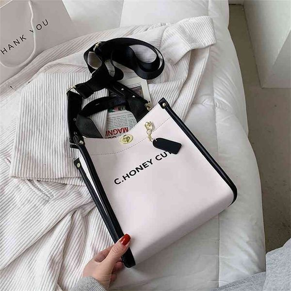 

new 2021 letter handbag korean pu large capacity commuter tote bag