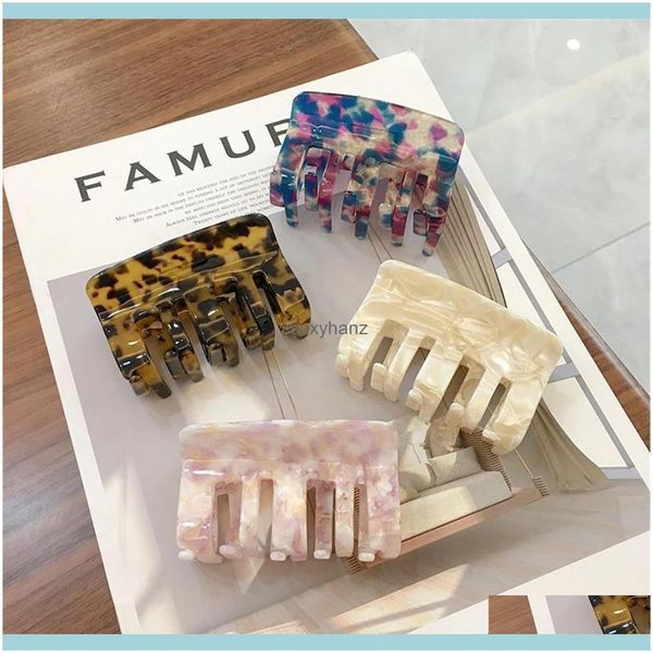 

clamps jewelry korean geometric acetate leopard hairpins women large square claw clips resin clamp catch vintage hair aessories drop deliver, Slivery;golden