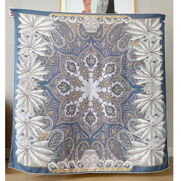 

scarves paisley print women winter wraps shawl 2021 large square pashmina blanket scarf cape foulard poncho hand rolled edges, Blue;gray