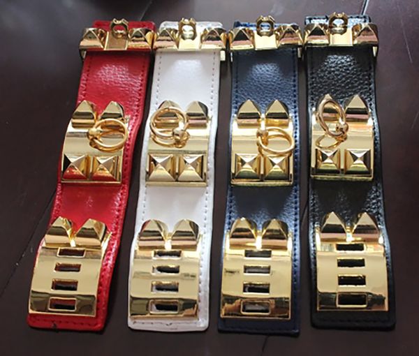 2022 Qualidade superior 316L Titanum Steel Charm pulseira pulseira com couro genuíno em muitas cores mulheres e homem em comprimento 22cm largura 3.8cm tem caixa de selo PS5251
