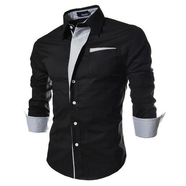 

men's casual shirts 2021 brand long sleeve social male 5 colors slim fit striped plus size 3xl mens dress, White;black