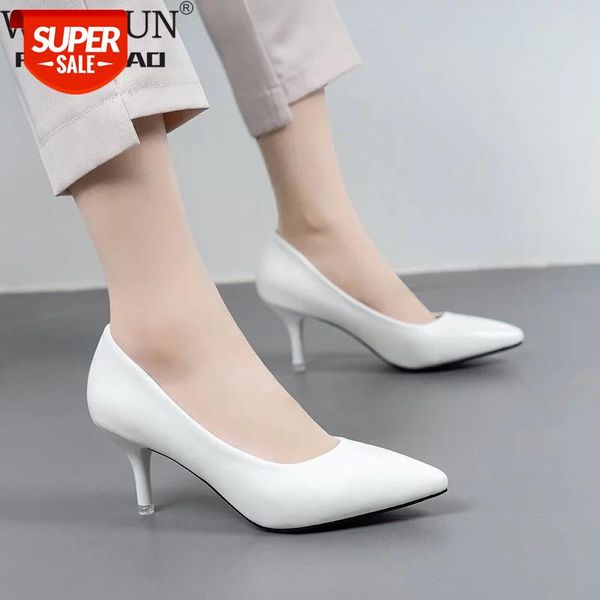 

2021 Plus Size 34-42 HOT Women Shoes Pointed Toe Pumps Patent Leather Dress High Heels Boat Wedding Zapatos Mujer #Pa0E, Black