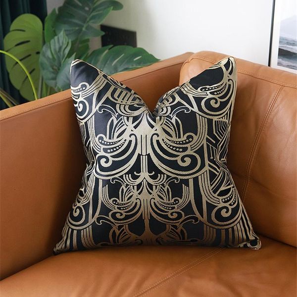 

home decor jacquard art pillow case cushion cover pillows cushions coussin black roll gold cojines decorativos para sofa cushion/decorative