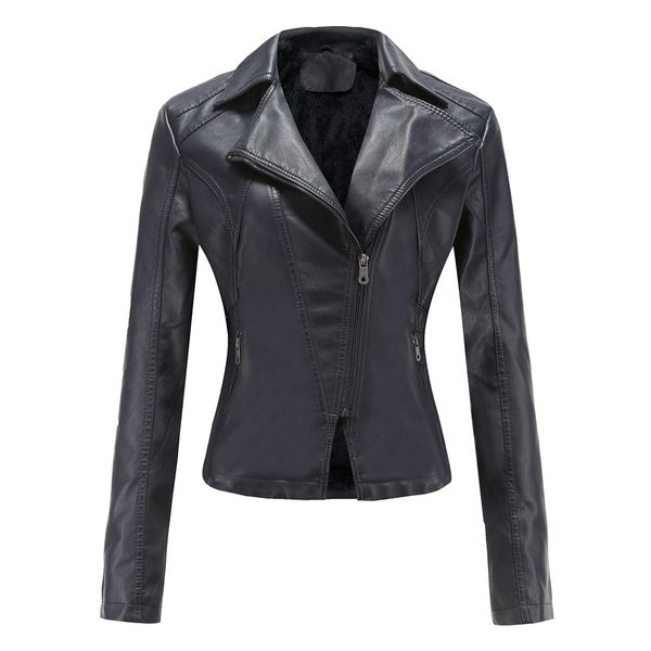 

designs women autumn winter faux soft leather jackets coats lady black pu zipper epaule motorcycle streetwear