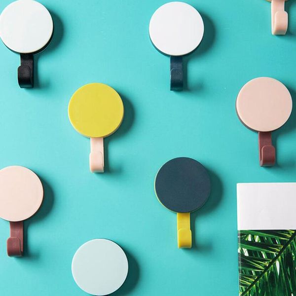 

hooks & rails 8pcs solid color punching door without trace nail small hook clothes mounted wall decorative